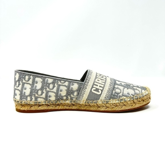 Dior Granville Oblique Espadrilles – Rare Gray Logo Flats, Size 39 (US 9), NWT - Picture 1 of 12